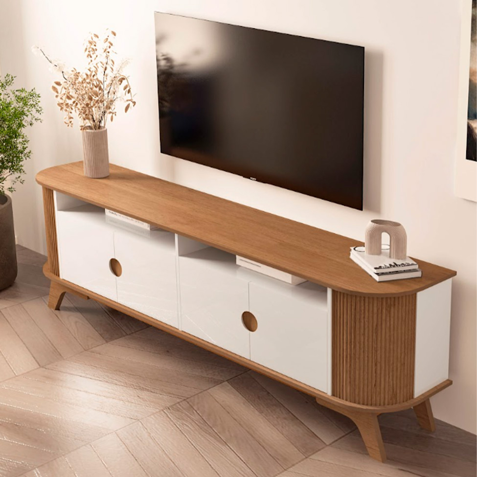 Rack para TV até 80 Polegadas Vivaldi Cinamomo e Off White