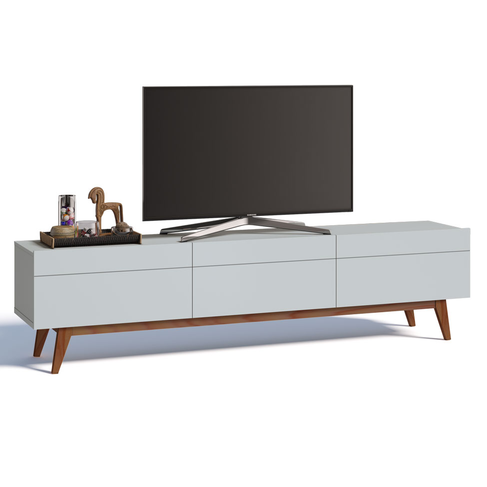 Rack para TV até 85 Polegadas Mazza 3 Gavetas Branco