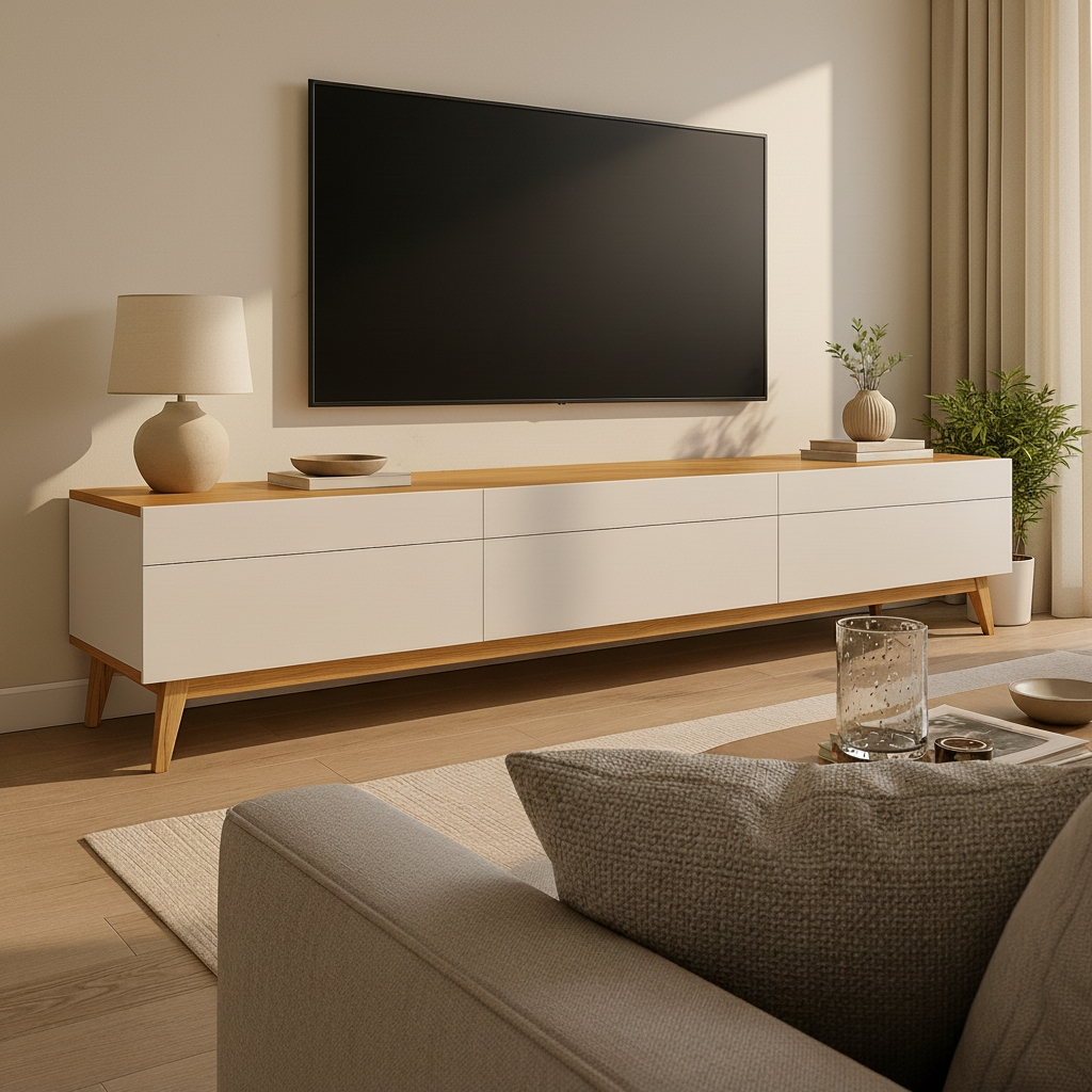 Rack para TV até 85 Polegadas Mazza 3 Gavetas Branco e Cedro