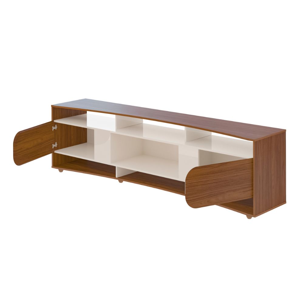 Rack para TV até 86 Polegadas Elegance 2 Portas Cedro e Off White