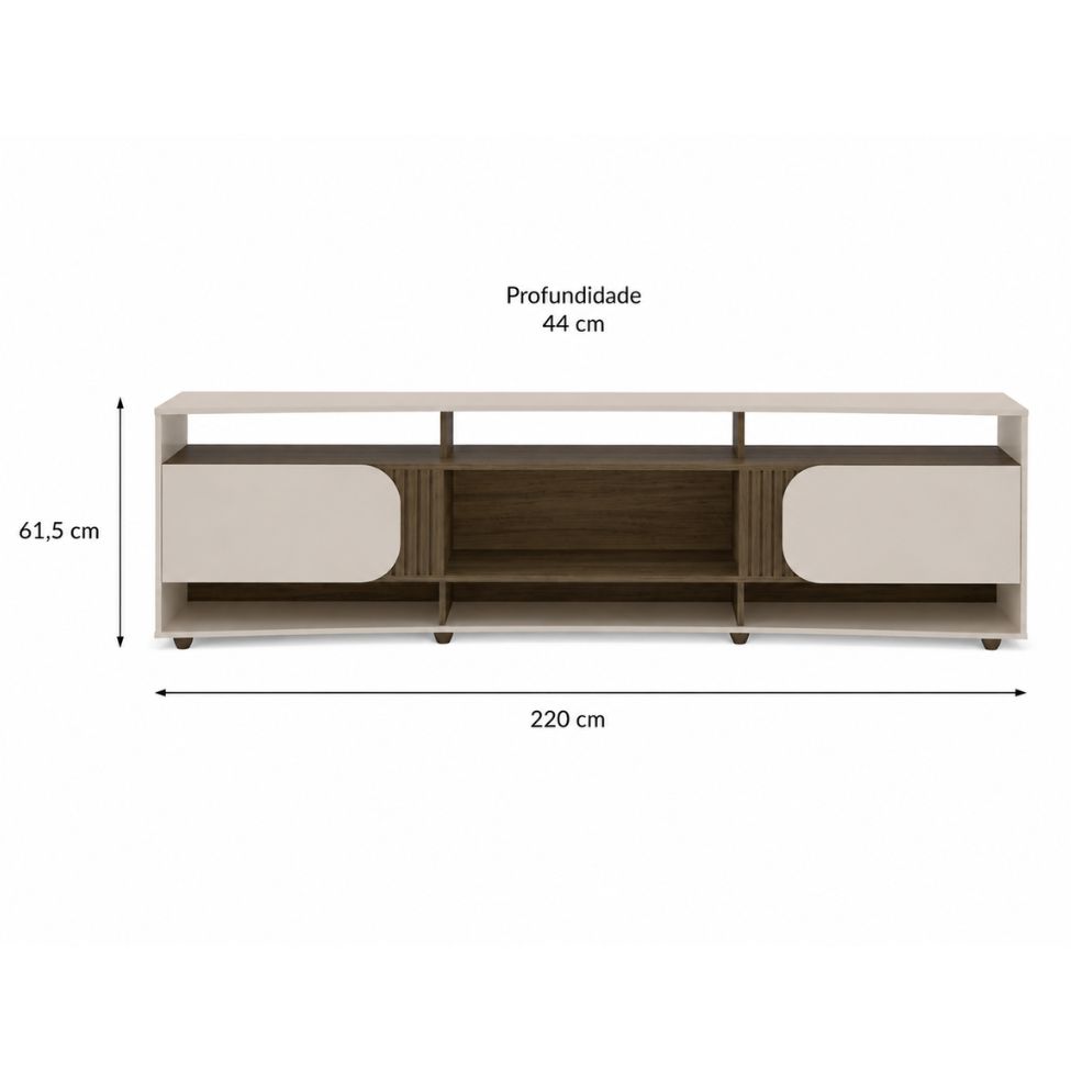 Rack para TV até 86 Polegadas Elegance 2 Portas Pinho e Off White