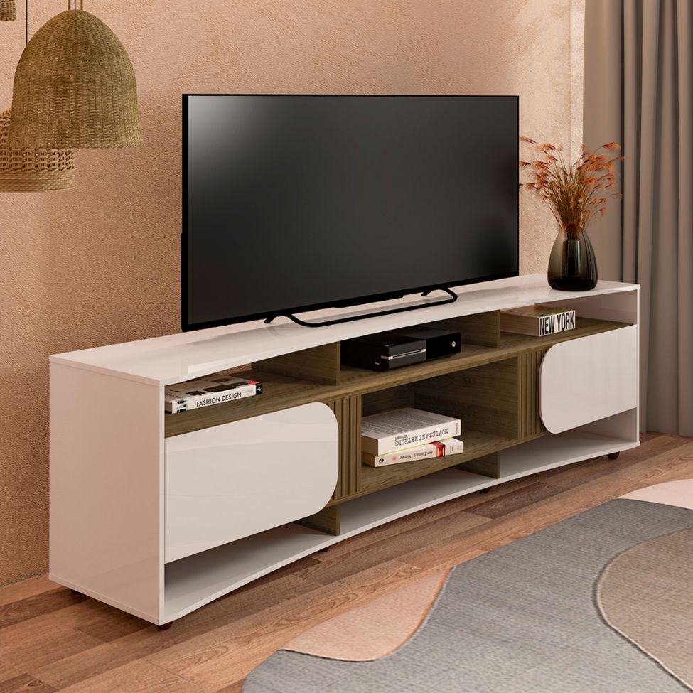 Rack para TV até 86 Polegadas Elegance 2 Portas Pinho e Off White