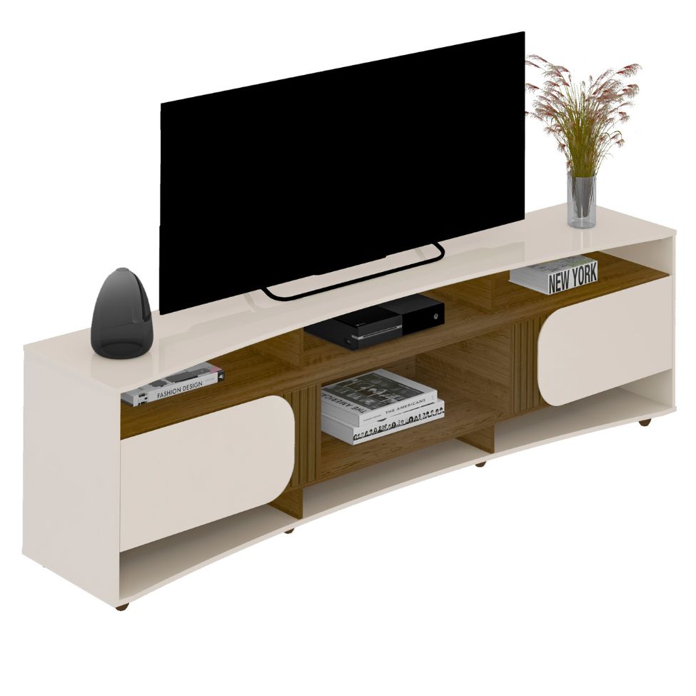 Rack para TV até 86 Polegadas Elegance 2 Portas Pinho e Off White
