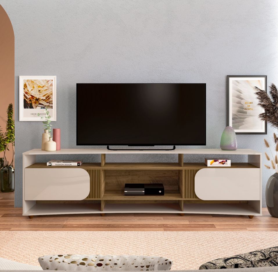 Rack para TV até 86 Polegadas Elegance 2 Portas Pinho e Off White
