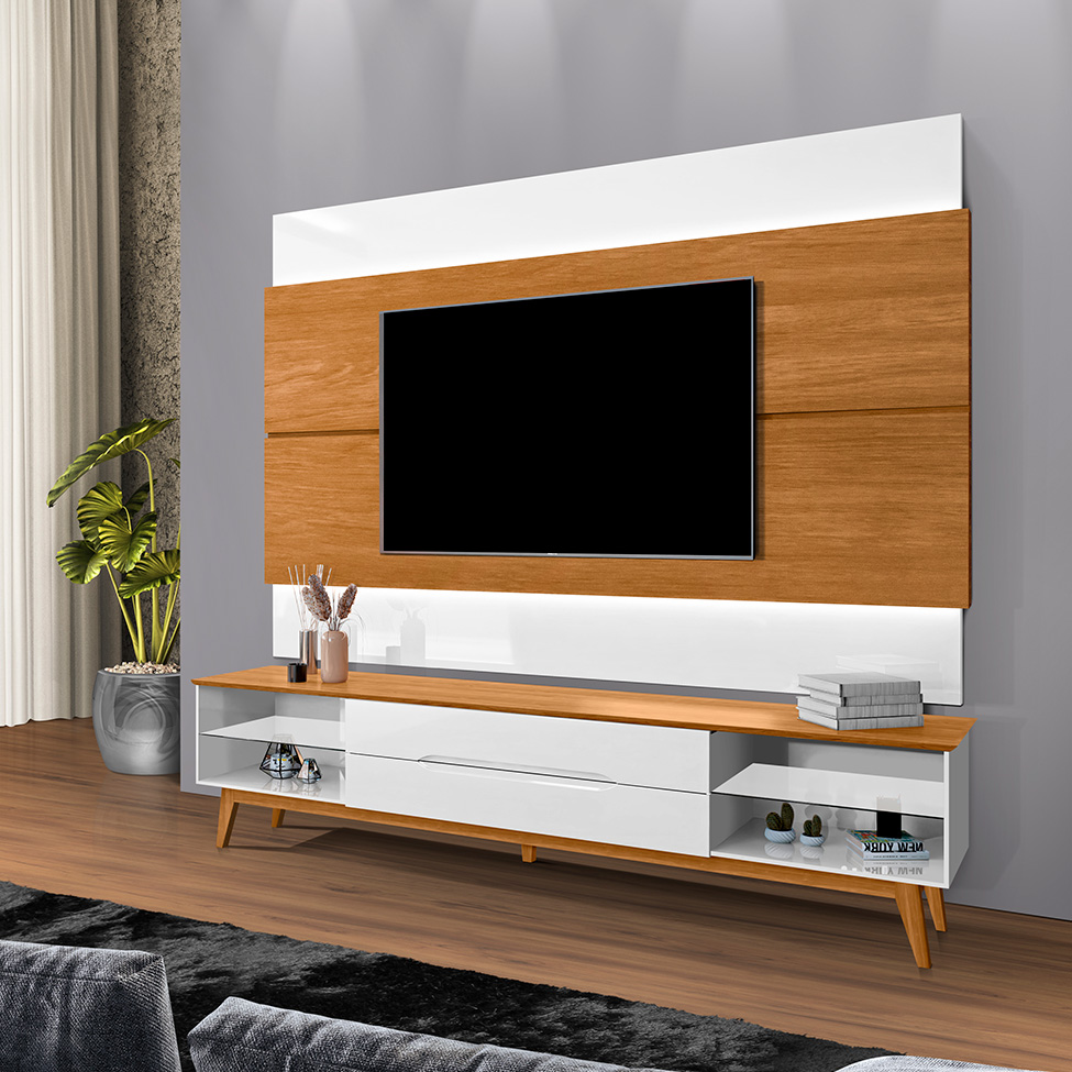 Rack para Tv até 75 Polegadas Limit 2 GV Branco e Nature 219 cm
