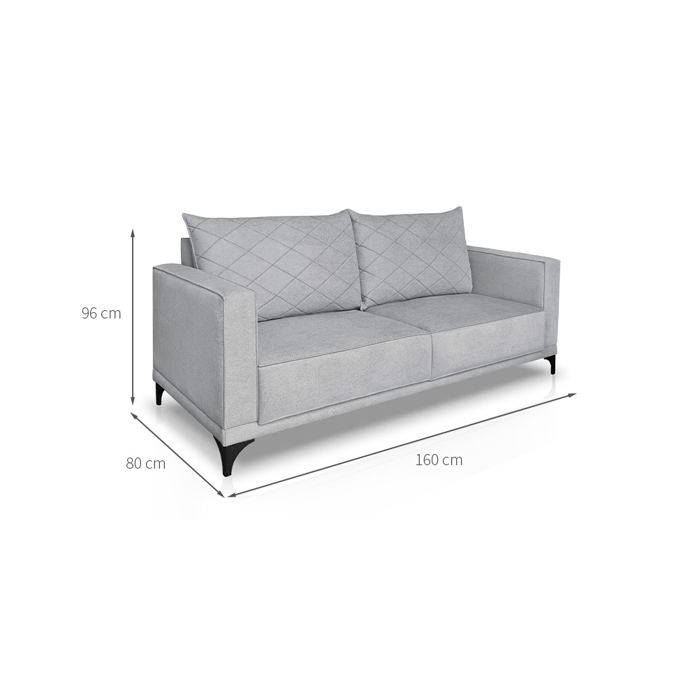 Sofá 2 Lugares Eros Linho Bouclê Cinza Claro 160 cm