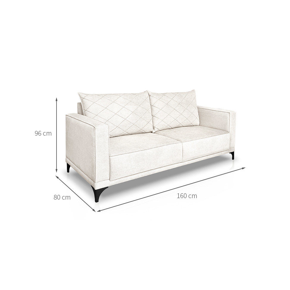 Sofá 2 Lugares Eros Linho Bouclê Off White 160 cm
