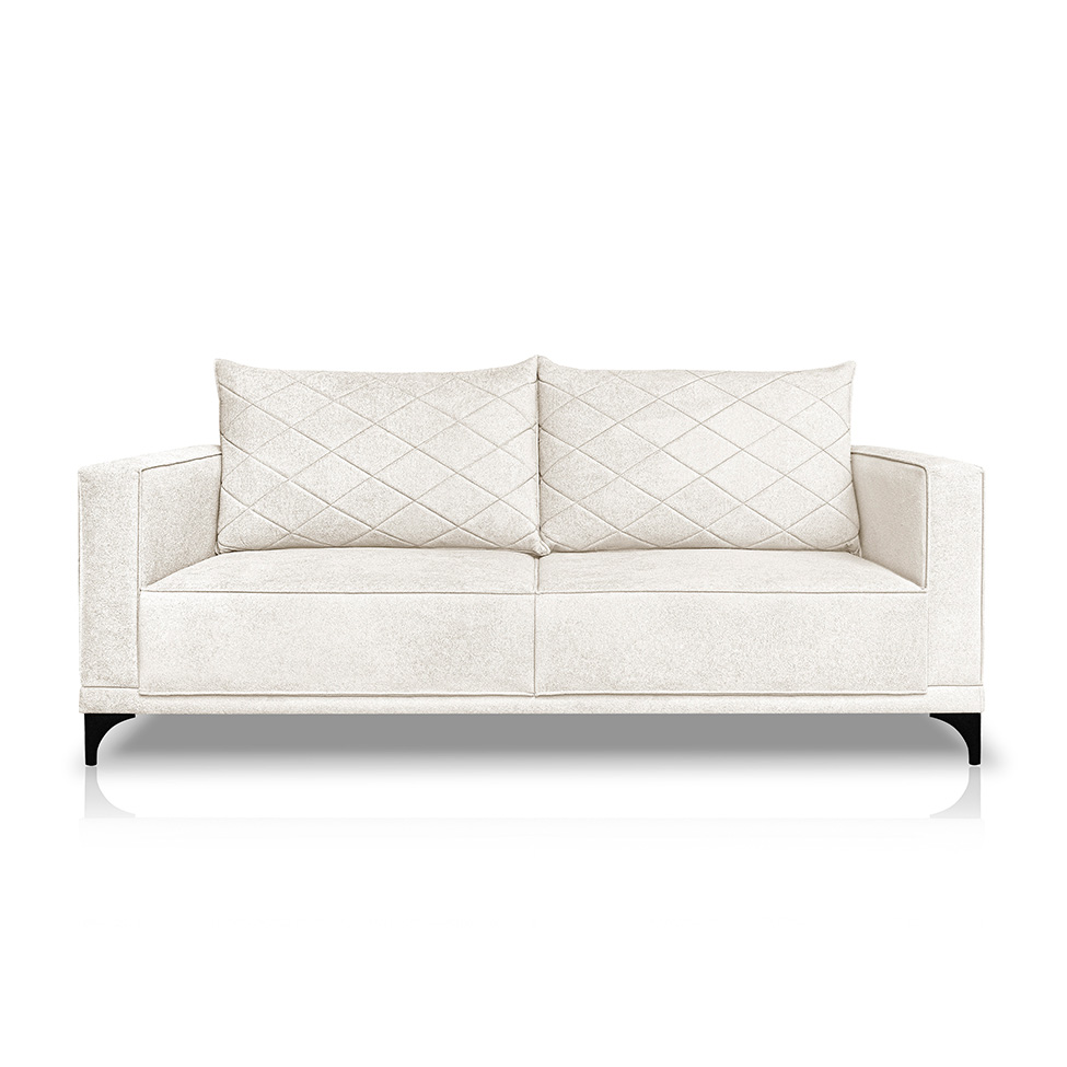 Sofá 2 Lugares Eros Linho Bouclê Off White 160 cm