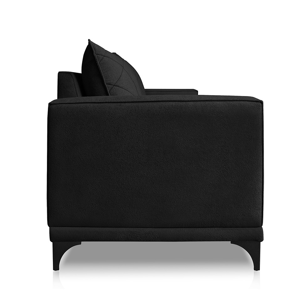 Sofá 2 Lugares Eros Linho Bouclê Preto 160 cm
