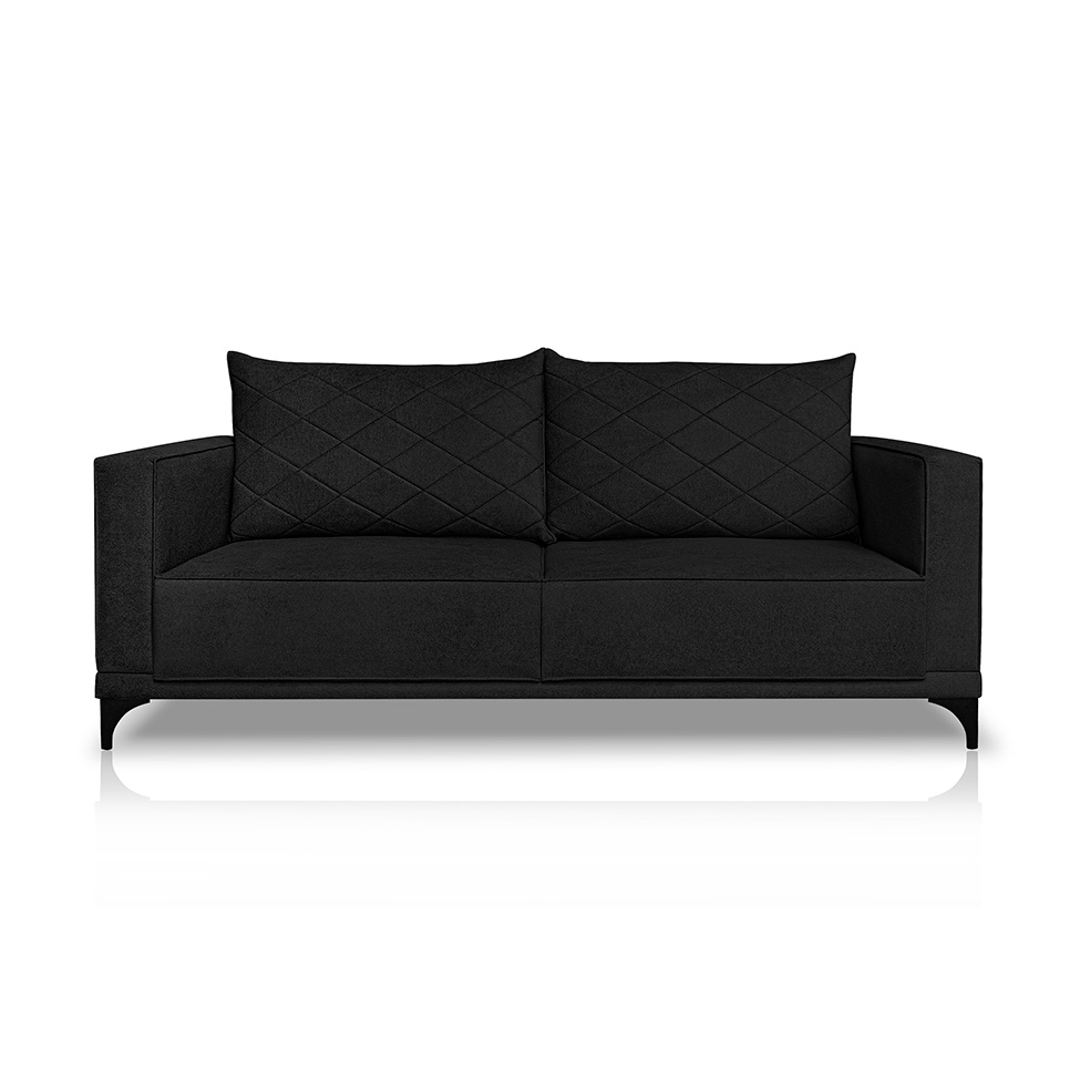Sofá 2 Lugares Eros Linho Bouclê Preto 160 cm