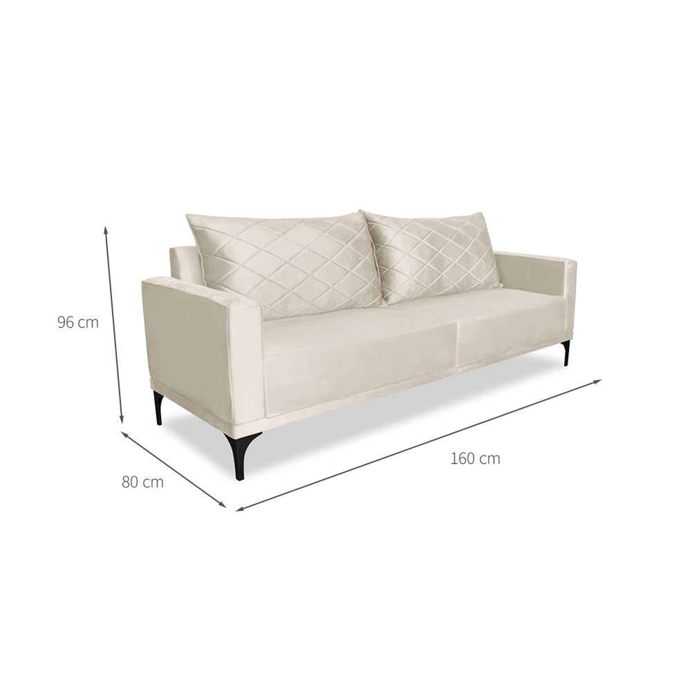 Sofá 2 Lugares Eros Veludo Bege 160 cm