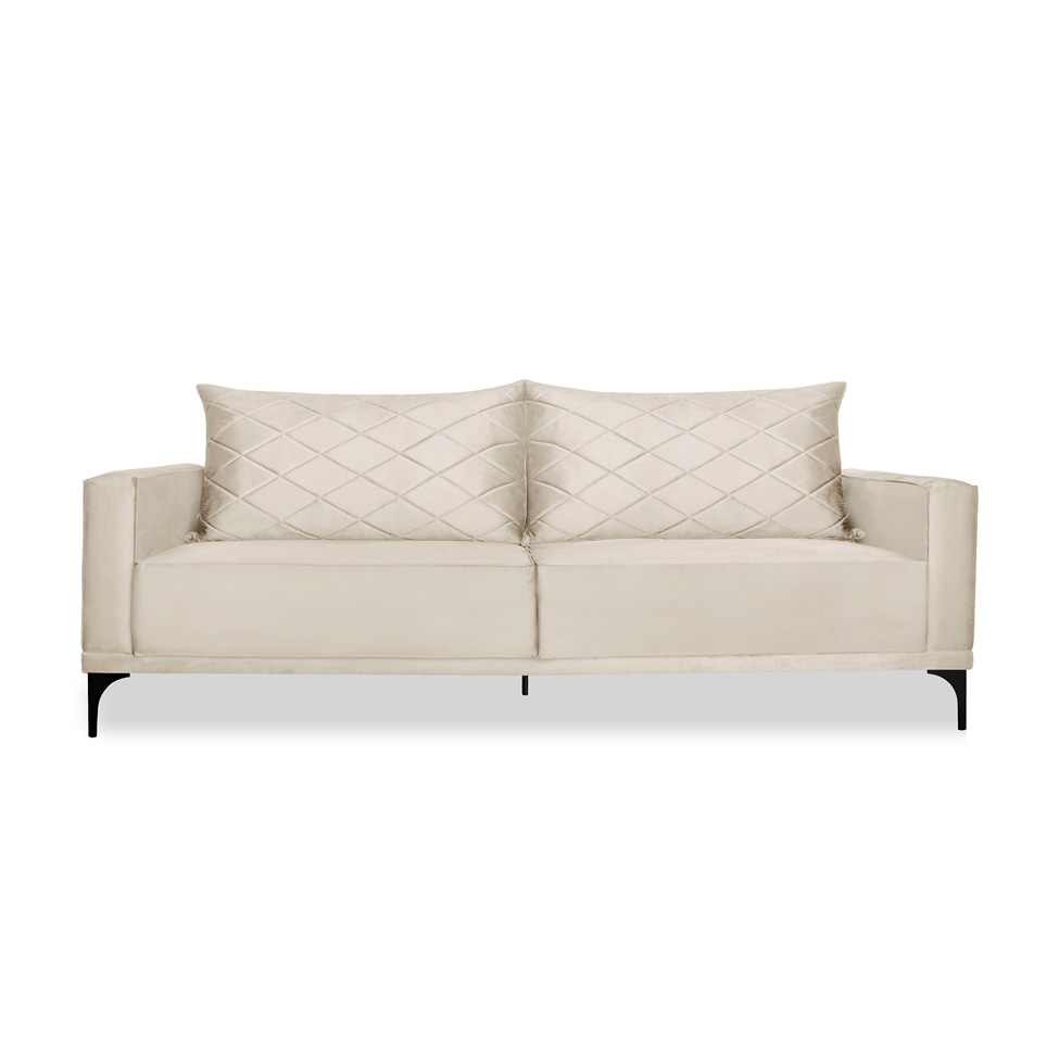Sofá 2 Lugares Eros Veludo Bege 160 cm