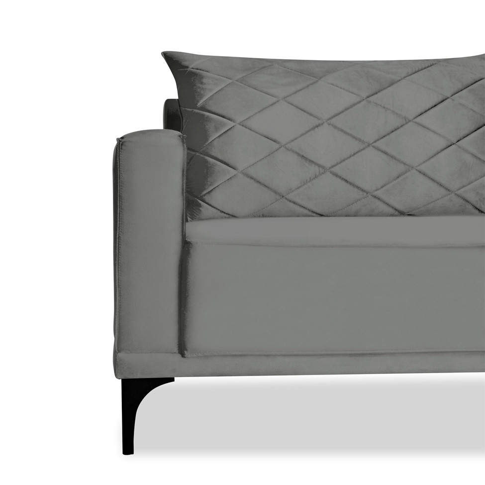 Sofá 2 Lugares Eros Veludo Cinza Chumbo 160 cm