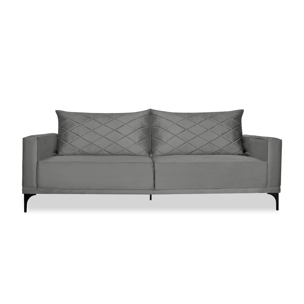 Sofá 2 Lugares Eros Veludo Cinza Chumbo 160 cm