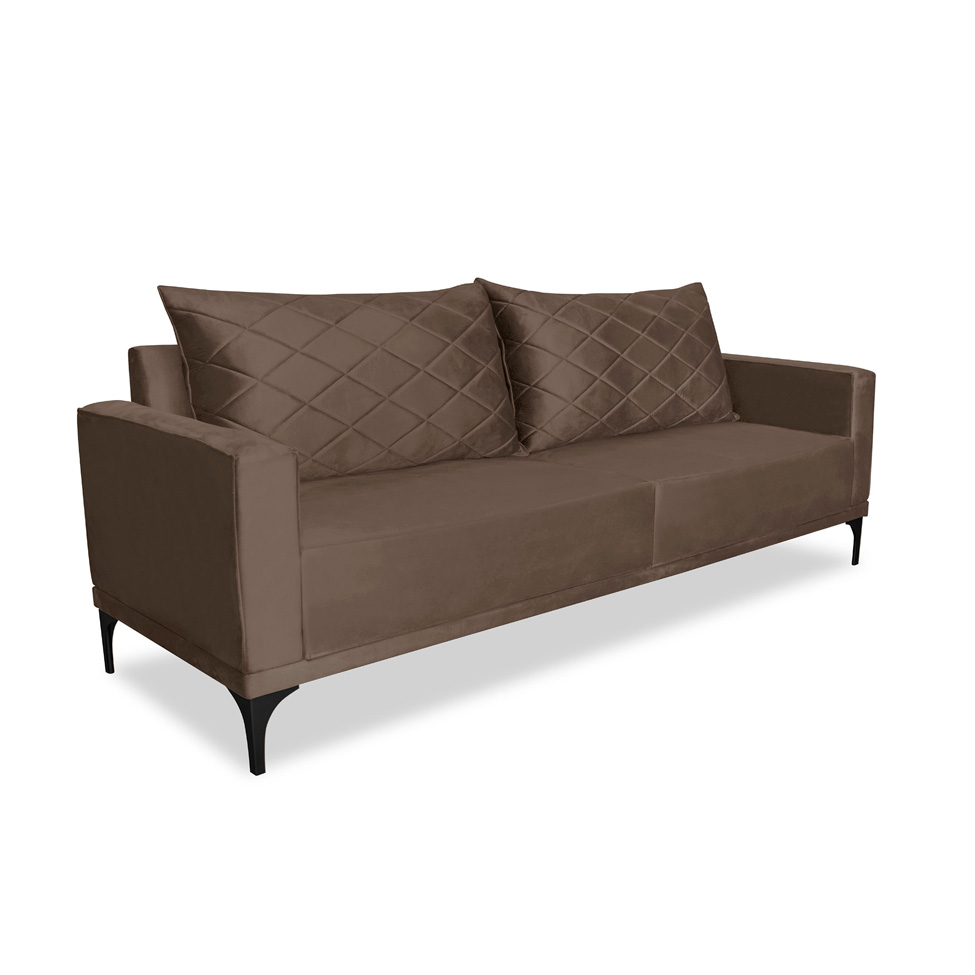 Sofá 2 Lugares Eros Veludo Marrom 160 cm