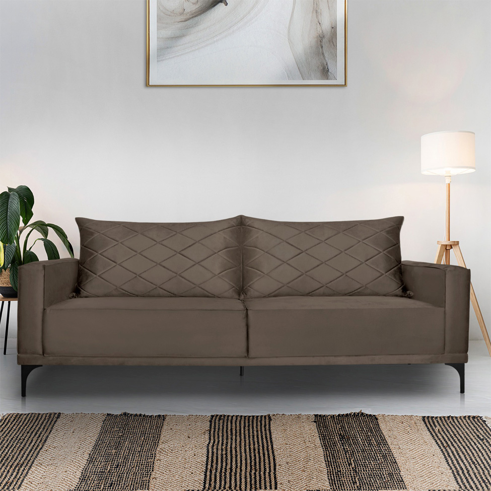Sofá 2 Lugares Eros Veludo Marrom 160 cm