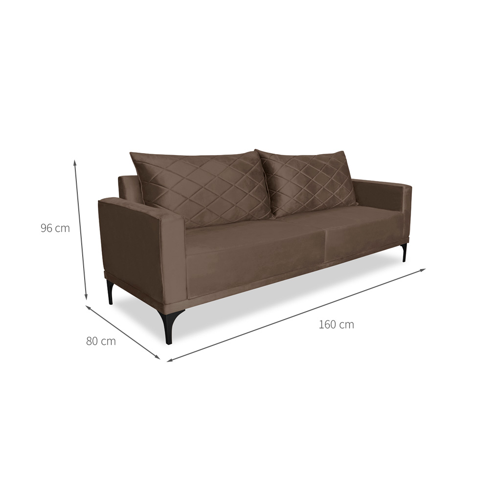 Sofá 2 Lugares Eros Veludo Marrom 160 cm