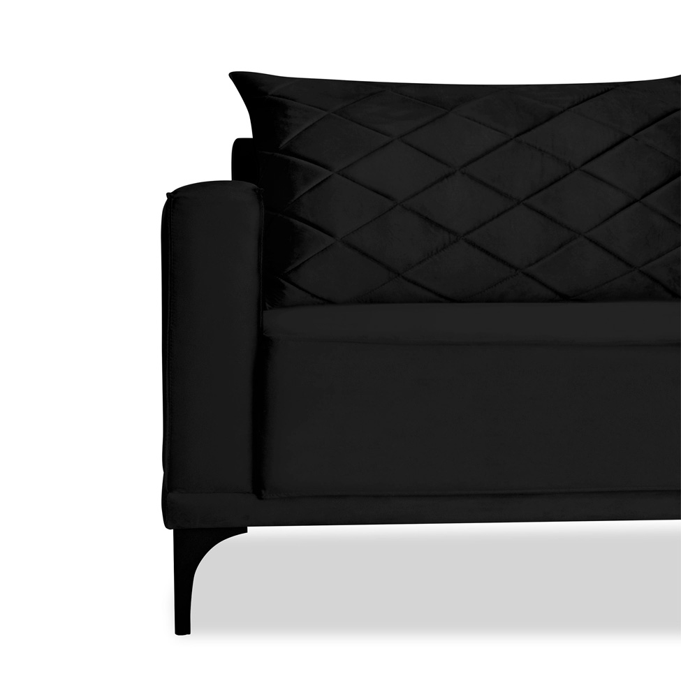 Sofá 2 Lugares Eros Veludo Preto 160 cm