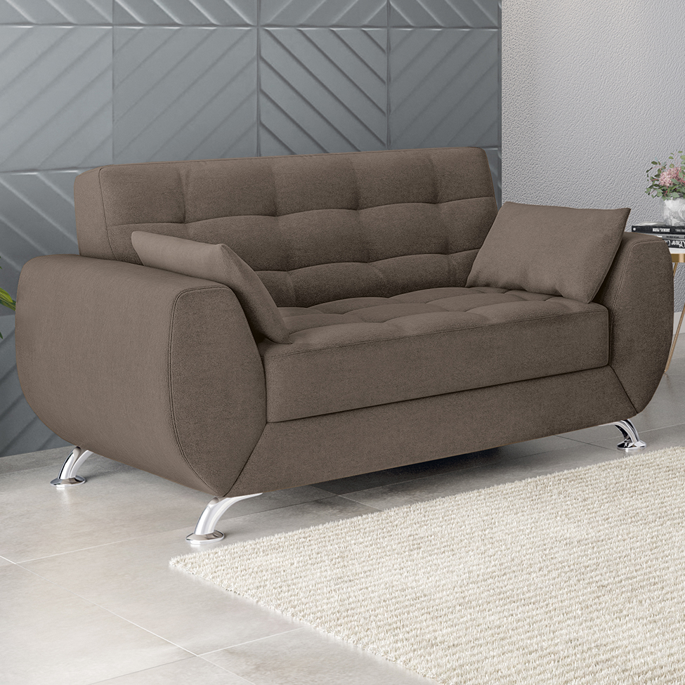 Sofá 2 Lugares Larissa Suede Castanho