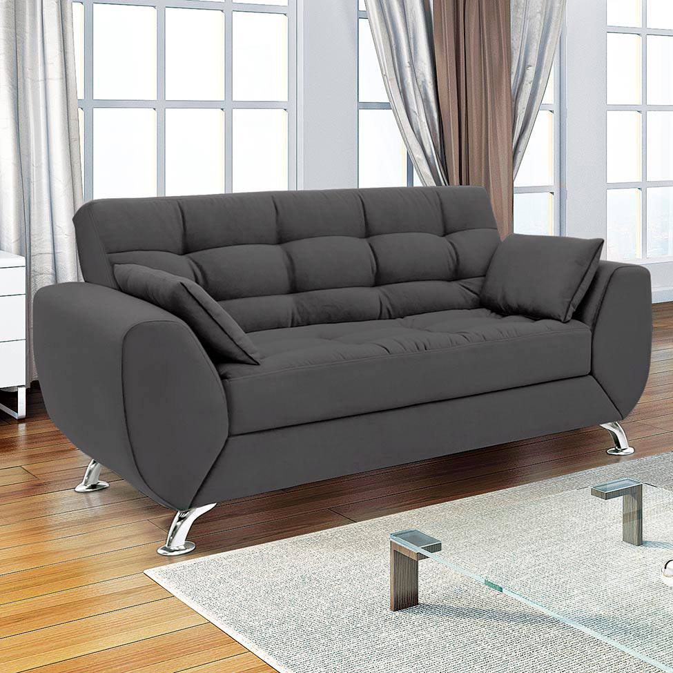 Sofá 2 Lugares Larissa Suede Cinza