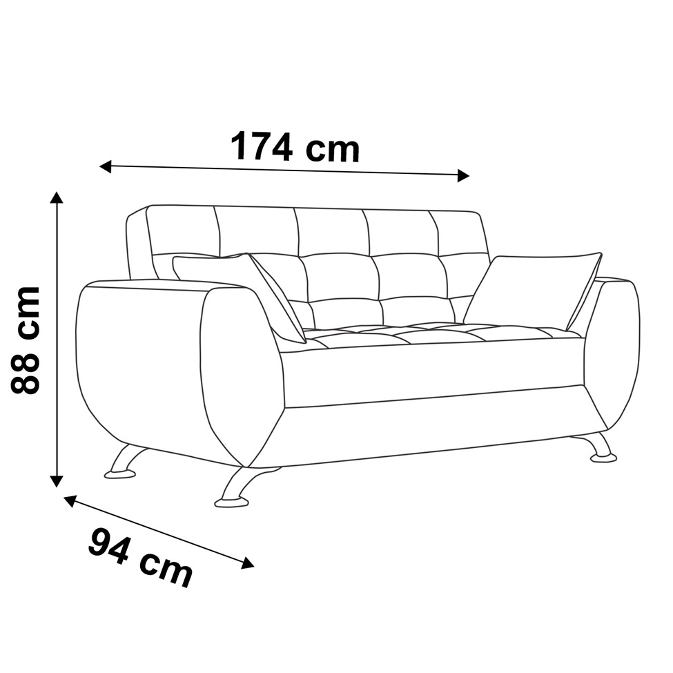 Sofá 2 Lugares Larissa Suede Cinza