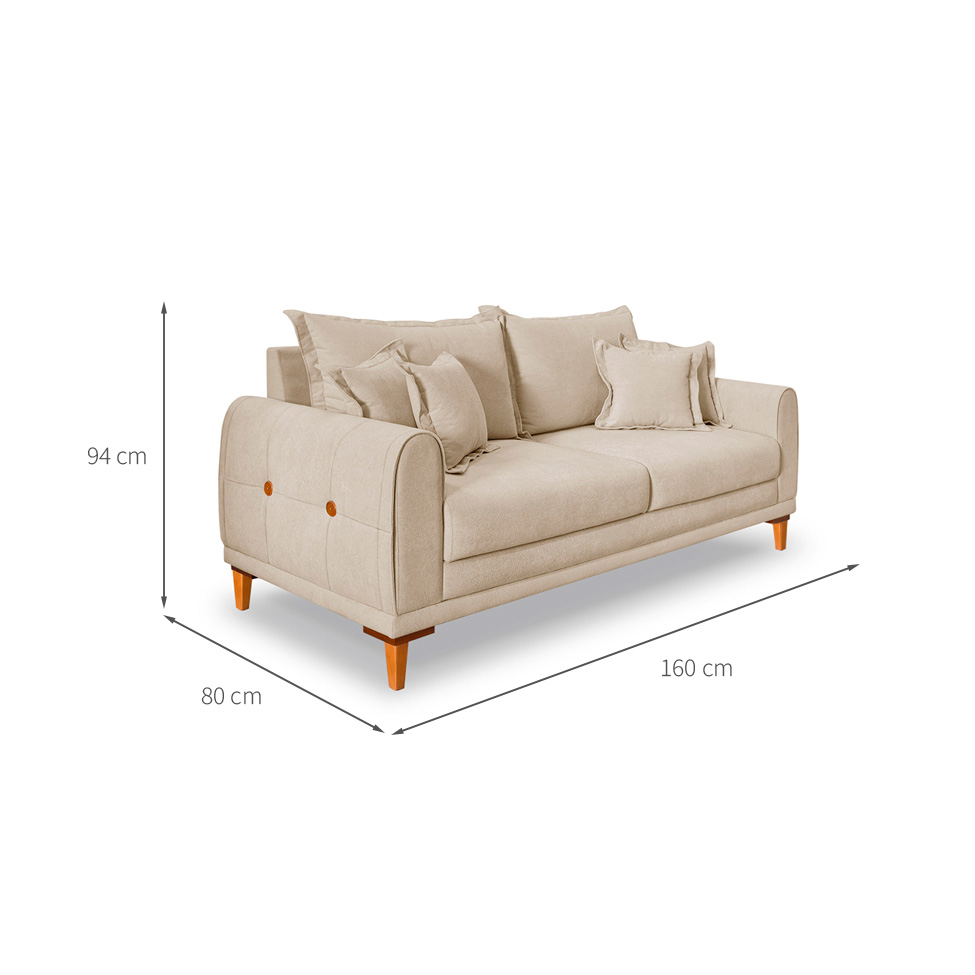 Sofá 2 Lugares Lisboa Bouclé Bege 160 cm