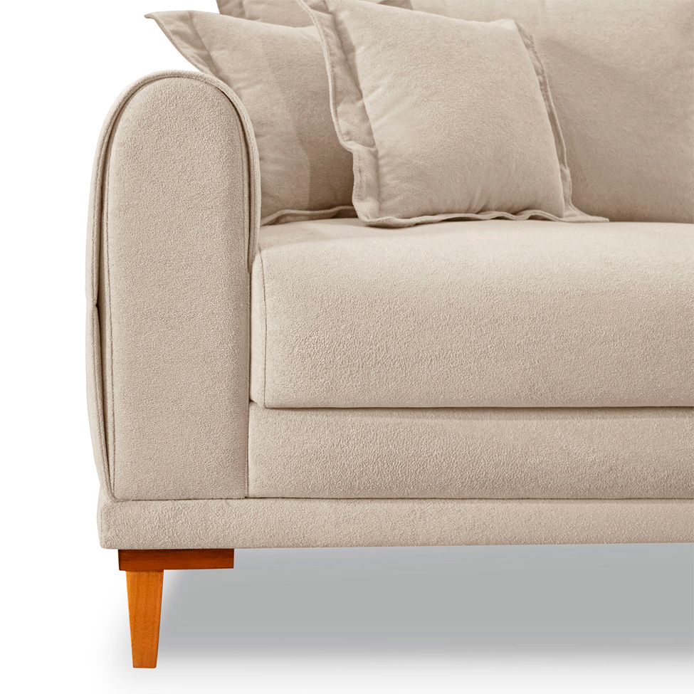 Sofá 2 Lugares Lisboa Bouclé Bege 160 cm