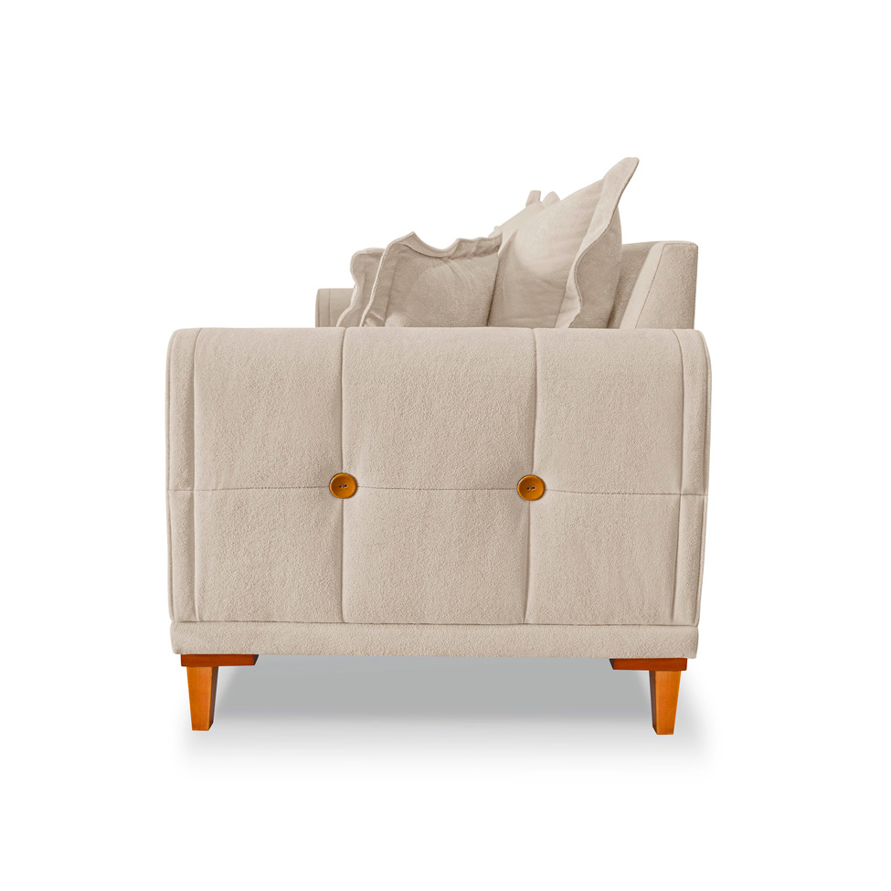 Sofá 2 Lugares Lisboa Bouclé Bege 160 cm