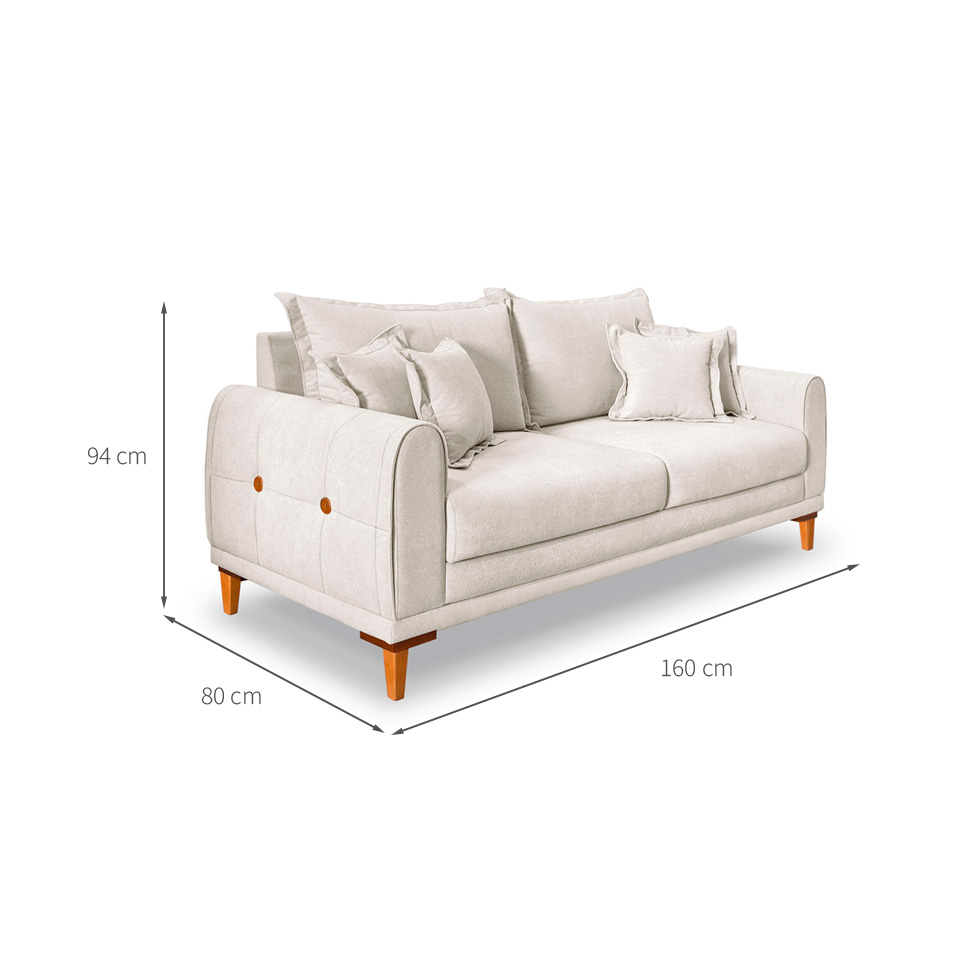 Sofá 2 Lugares Lisboa Bouclé Off White 160 cm
