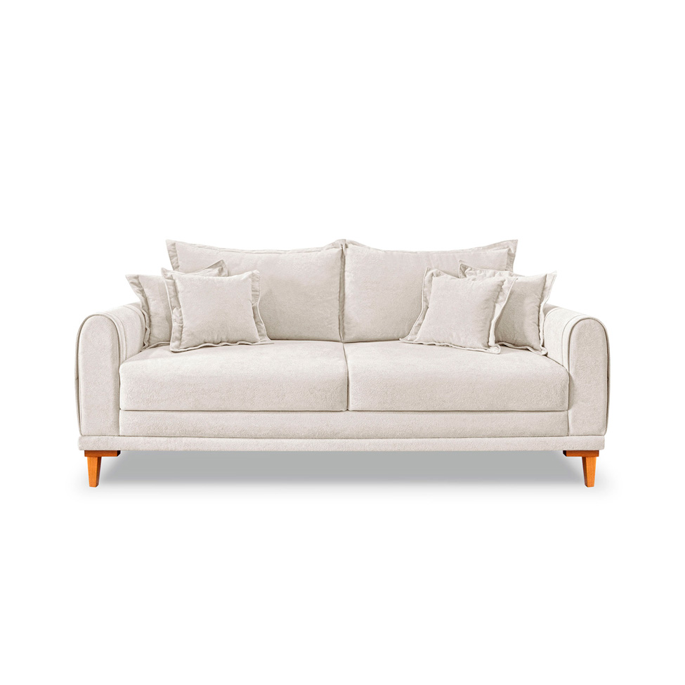 Sofá 2 Lugares Lisboa Bouclé Off White 160 cm