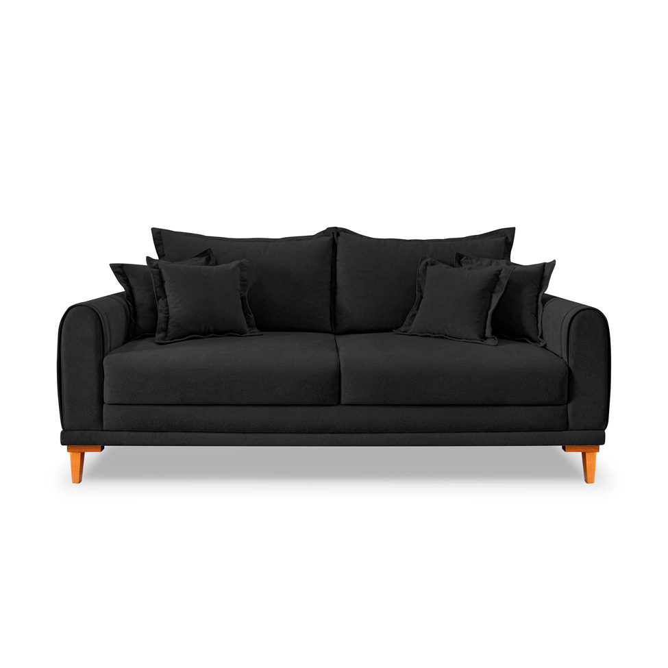 Sofá 2 Lugares Lisboa Bouclé Preto 160 cm