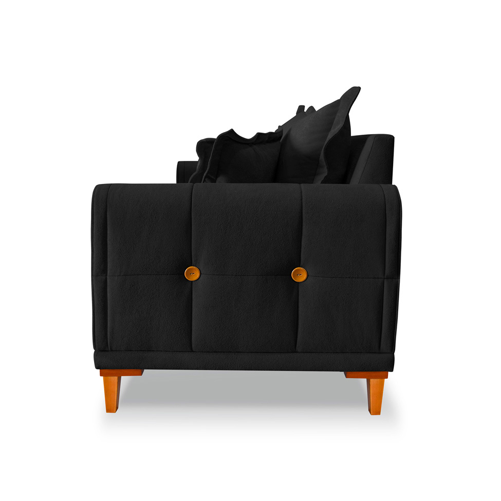 Sofá 2 Lugares Lisboa Bouclé Preto 160 cm