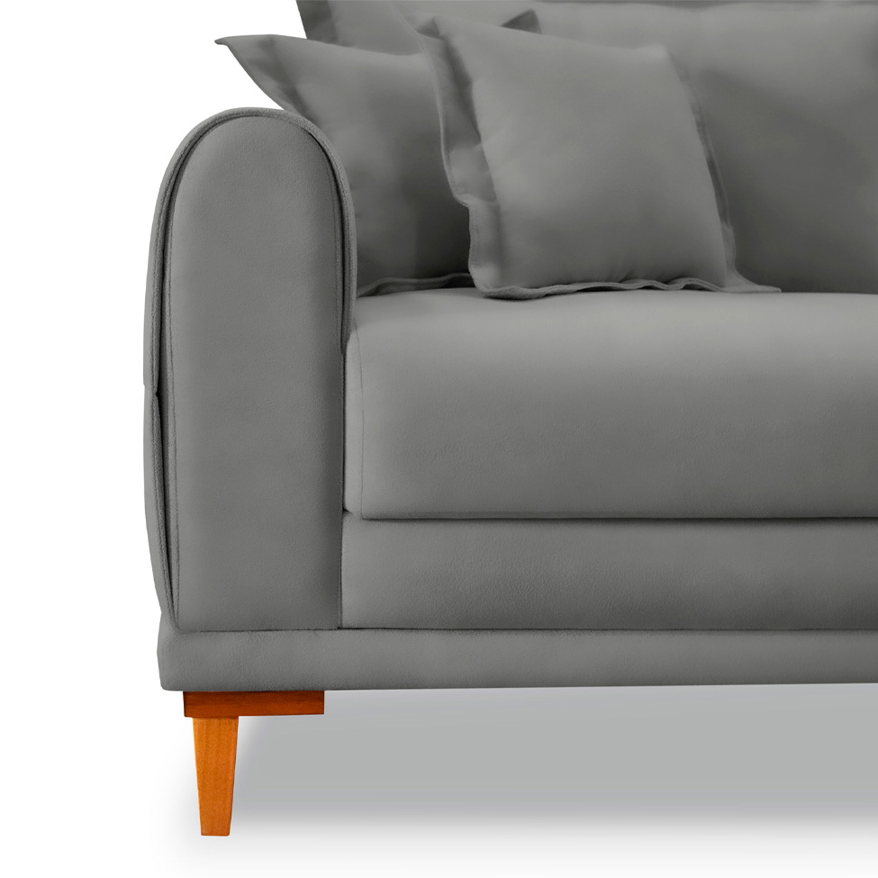 Sofá 2 Lugares Lisboa Veludo Cinza Chumbo 160 cm