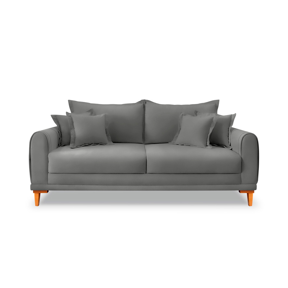 Sofá 2 Lugares Lisboa Veludo Cinza Chumbo 160 cm