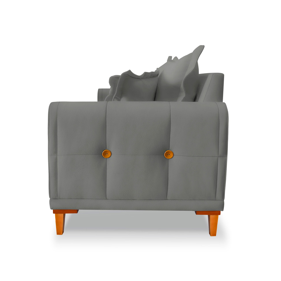 Sofá 2 Lugares Lisboa Veludo Cinza Chumbo 160 cm