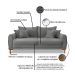 Sofá 2 Lugares Lisboa Veludo Cinza Chumbo 160 cm