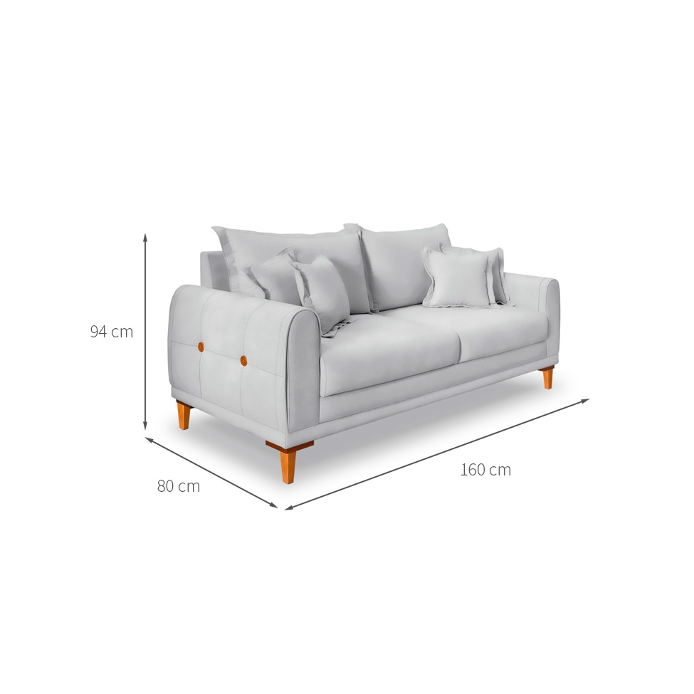 Sofá 2 Lugares Lisboa Veludo Prata 160 cm