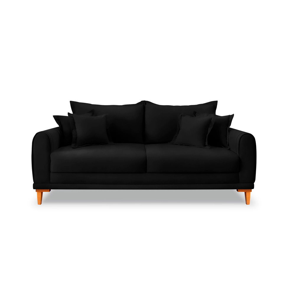 Sofá 2 Lugares Lisboa Veludo Preto 160 cm