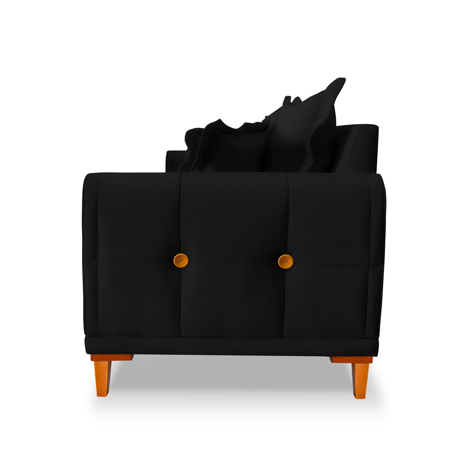 Sofá 2 Lugares Lisboa Veludo Preto 160 cm