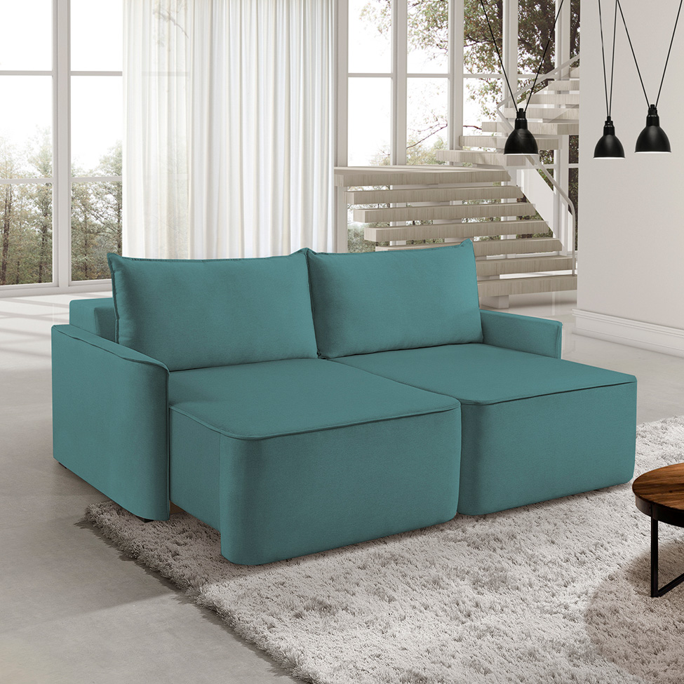 Sofá 2 Lugares Retrátil Moon Linho Verde 160 cm