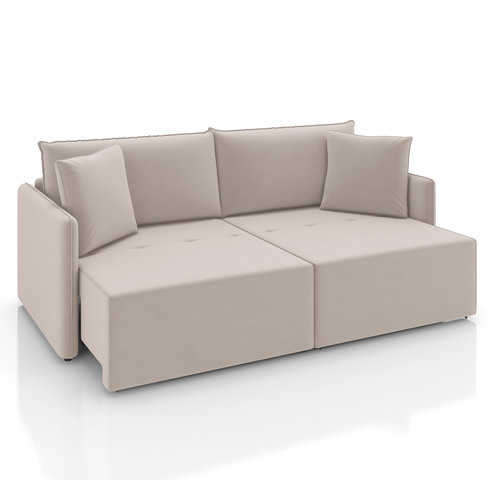 Sofá 2 Lugares Retrátil e Reclinável Malta Veludo Creme 160 cm