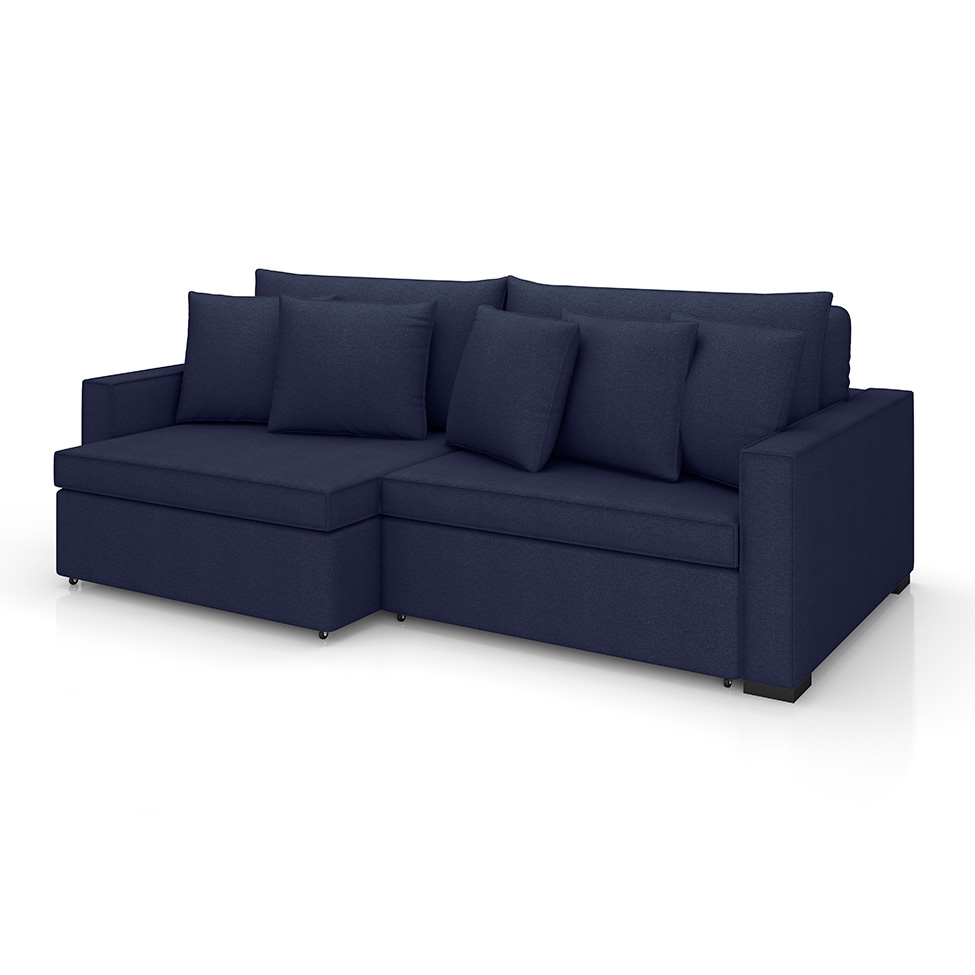 Sofá 2 Lugares Retrátil e Reclinável Rivera Linho Bouclé Azul 175 cm