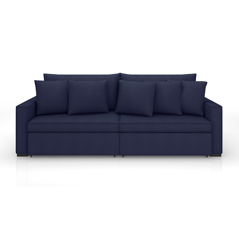 Sofá 2 Lugares Retrátil e Reclinável Rivera Linho Bouclé Azul 175 cm
