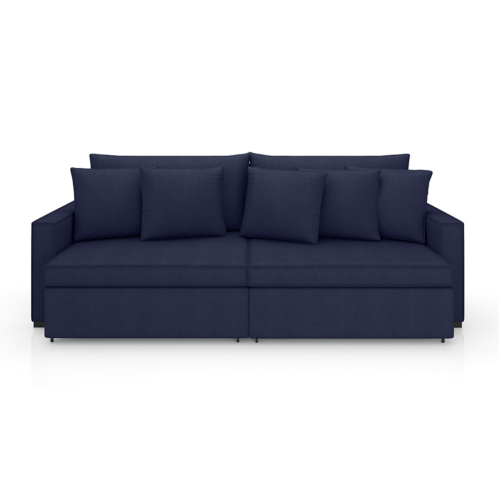 Sofá 2 Lugares Retrátil e Reclinável Rivera Linho Bouclé Azul 175 cm