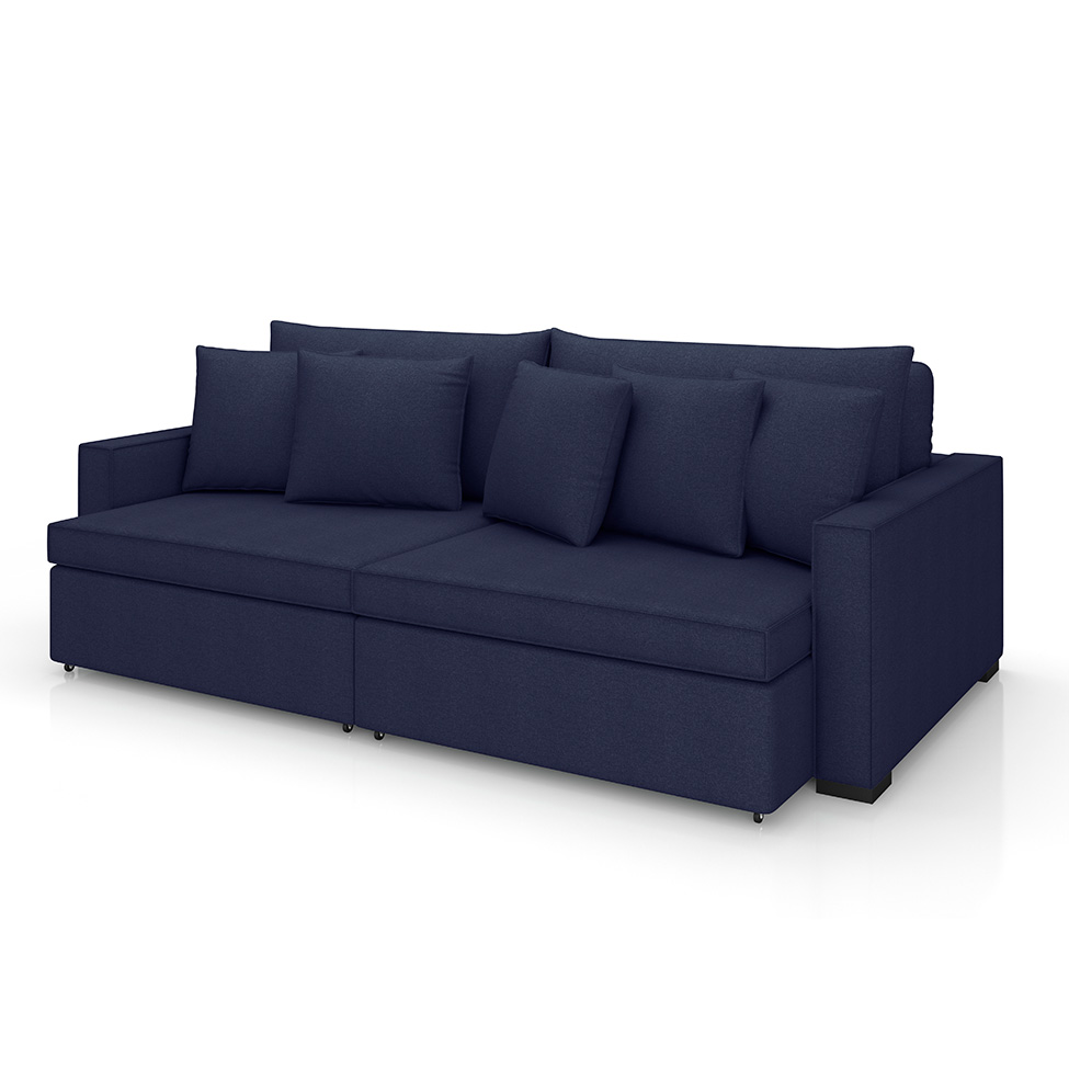 Sofá 2 Lugares Retrátil e Reclinável Rivera Linho Bouclé Azul 175 cm