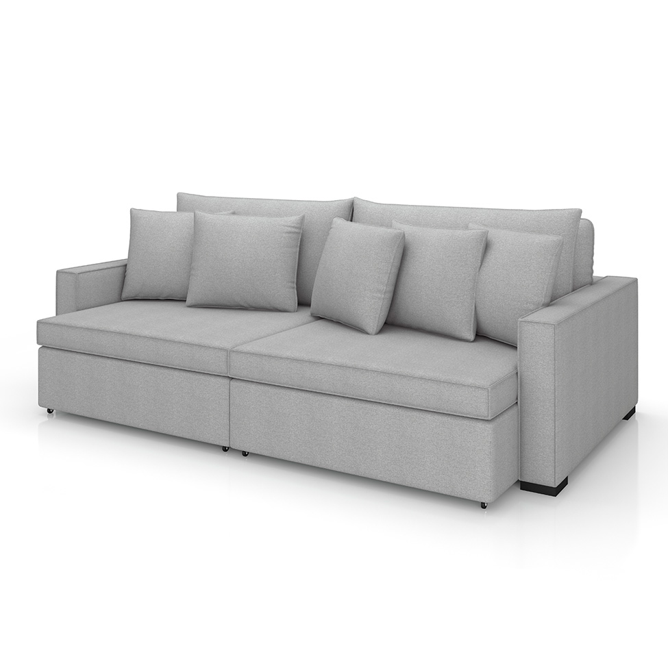Sofá 2 Lugares Retrátil e Reclinável Rivera Linho Bouclé Cinza 175 cm