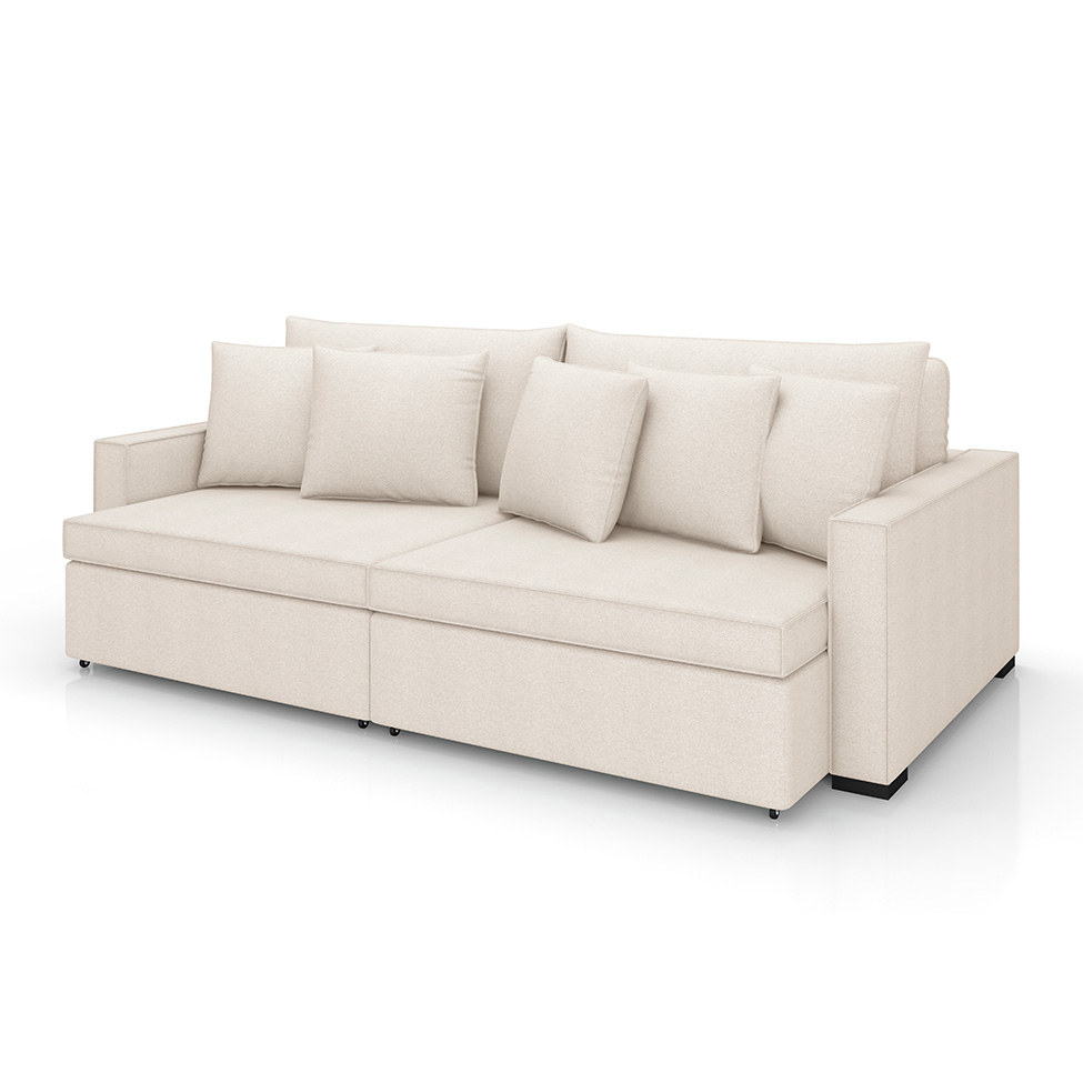 Sofá 2 Lugares Retrátil e Reclinável Rivera Linho Bouclé Cru 175 cm