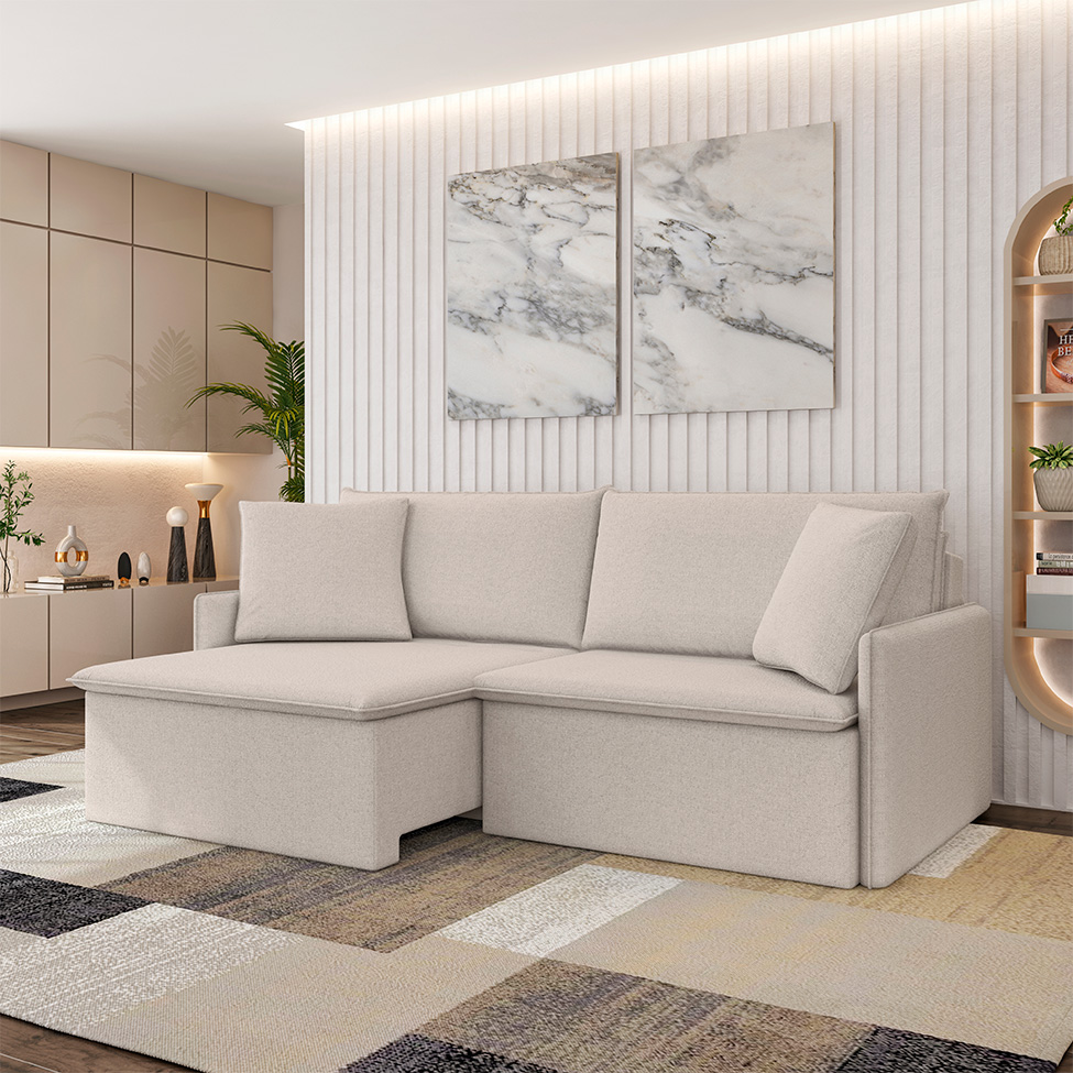 Sofá 2 Lugares Retrátil e Reclinável Stilo Linho Cru 154 cm