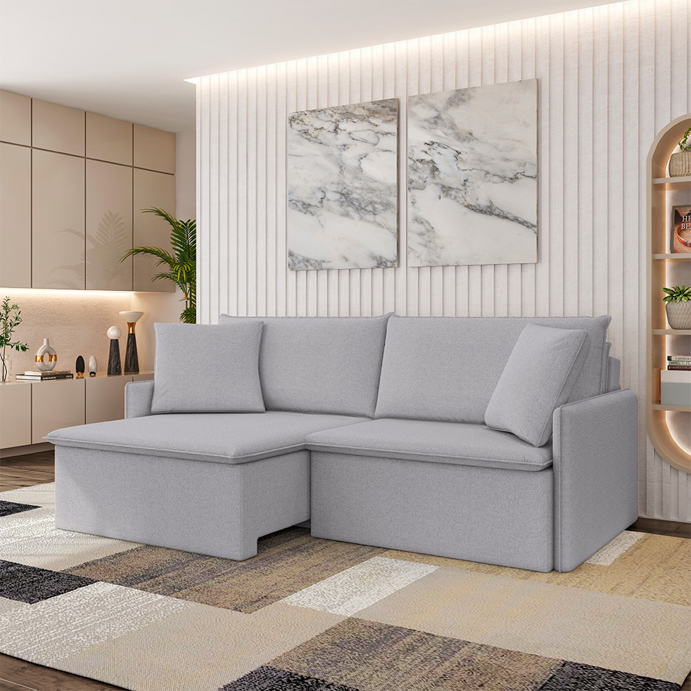 Sofá 2 Lugares Retrátil e Reclinável Stilo Linho Prata 154 cm