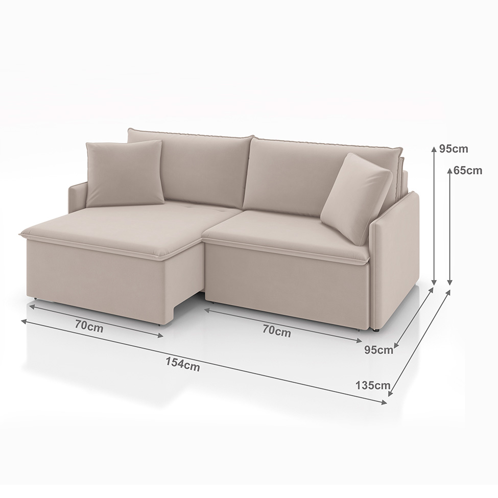 Sofá 2 Lugares Retrátil e Reclinável Stilo Veludo Creme 154 cm